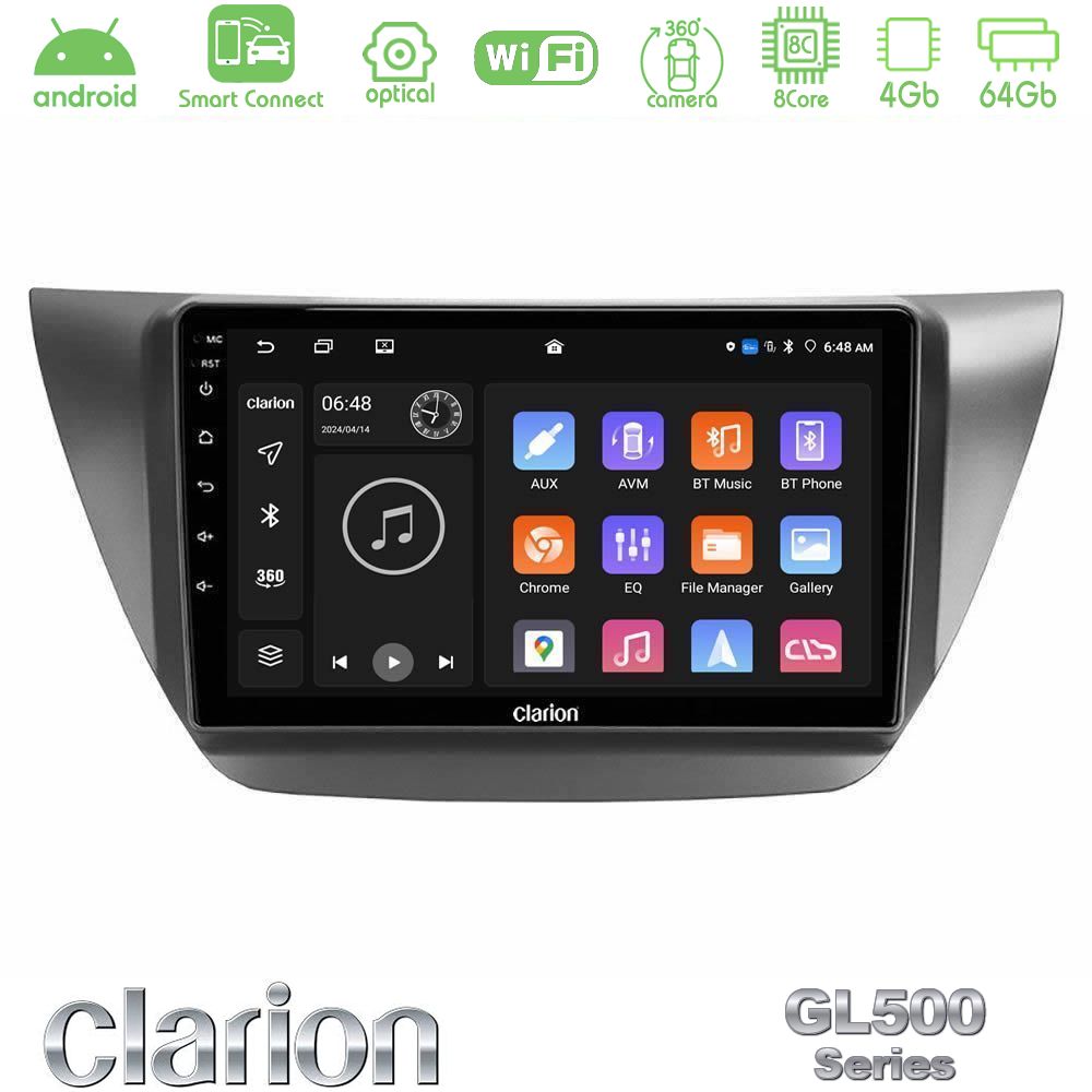 Clarion GL500 Series 8Core Android ClarionOS 4+64GB Mitsubishi Lancer 2004 – 2008 Navigation Multimedia Tablet 9"