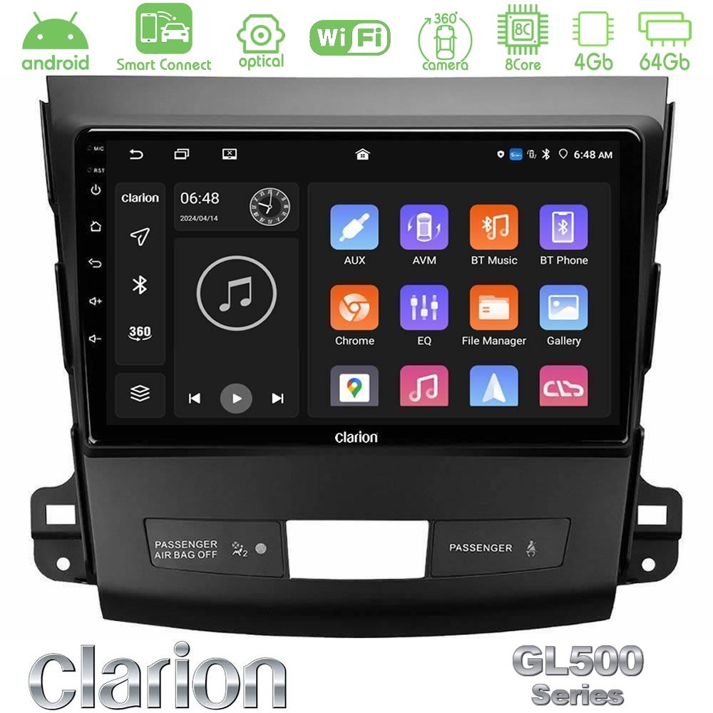 Clarion GL500 Series 8Core Android ClarionOS 4+64GB Mitsubishi Outlander/Citroen C-Crosser/Peugeot 4007 Navigation Multimedia Tablet 9"