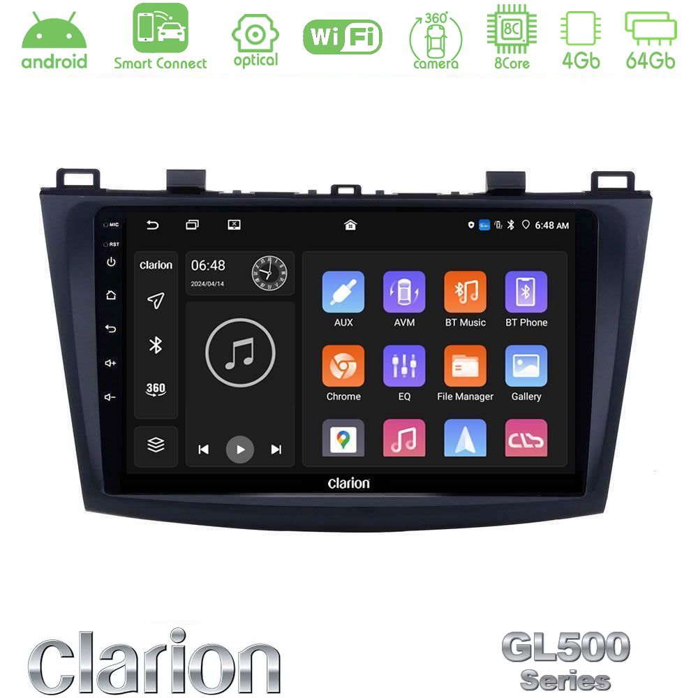 Clarion GL500 Series 8Core Android ClarionOS 4+64GB Mazda 3 2009-2014 Navigation Multimedia Tablet 9"