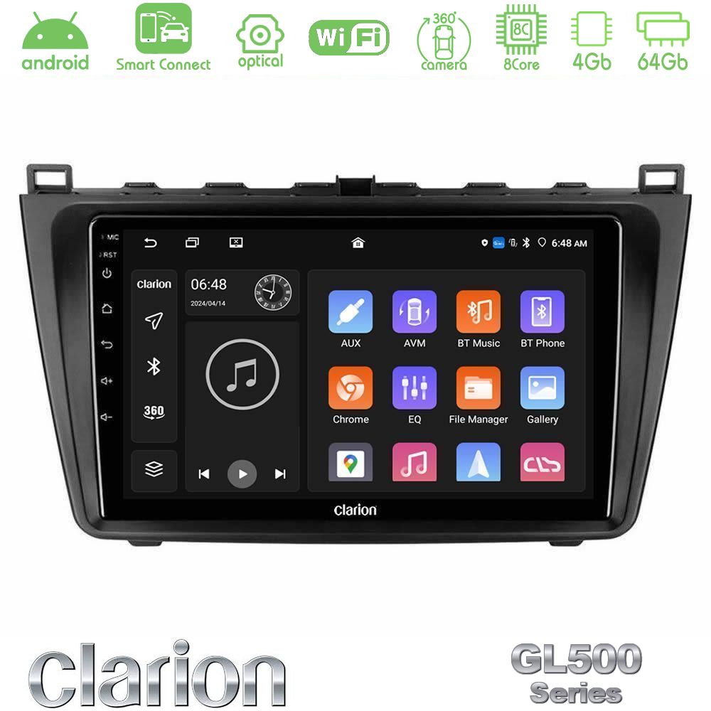 Clarion GL500 Series 8Core Android ClarionOS 4+64GB Mazda 6 2008-2012 Navigation Multimedia Tablet 9"
