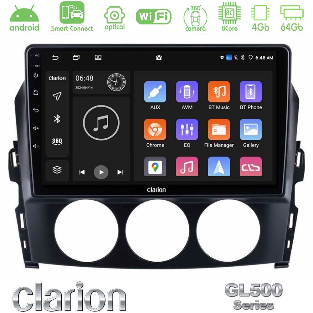 Clarion GL500 Series 8Core Android ClarionOS 4+64GB Mazda MX-5 2006-2008 Navigation Multimedia Tablet 9"