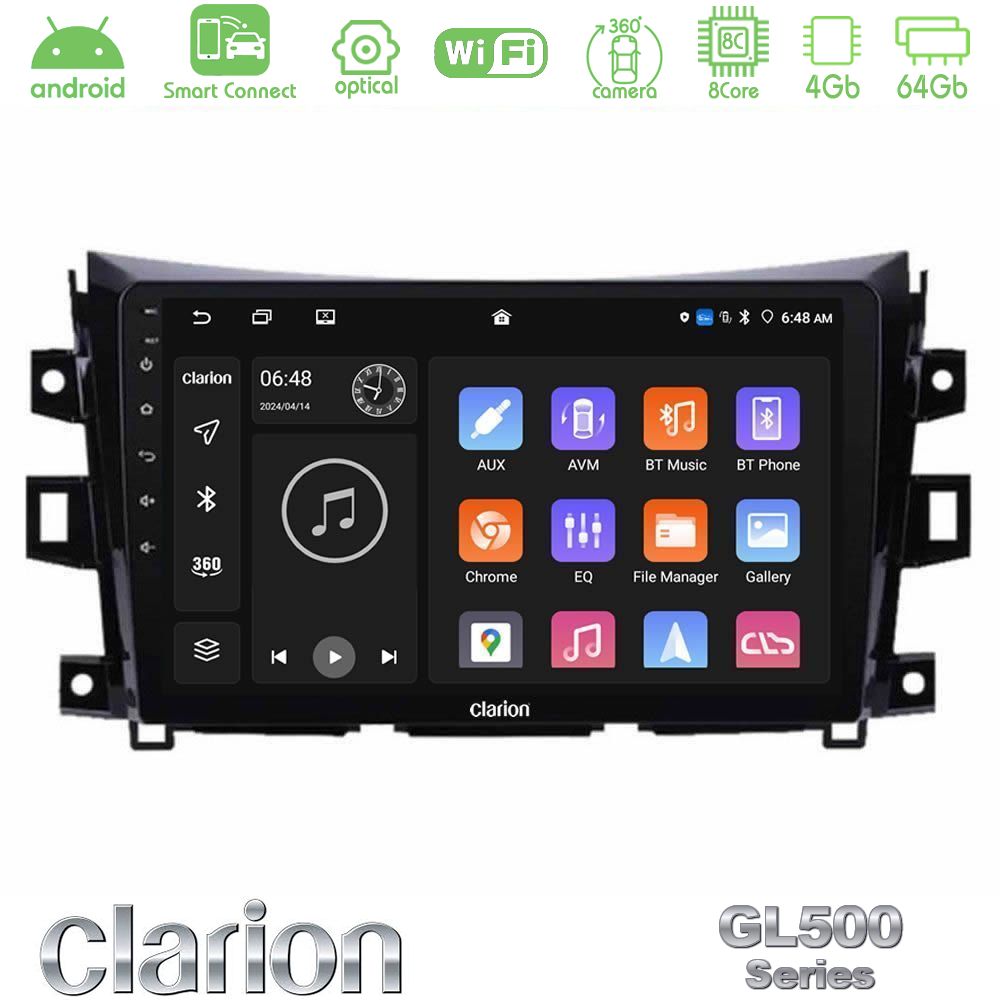 Clarion GL500 Series 8Core Android ClarionOS 4+64GB Nissan Navara NP300 Navigation Multimedia Tablet 9"