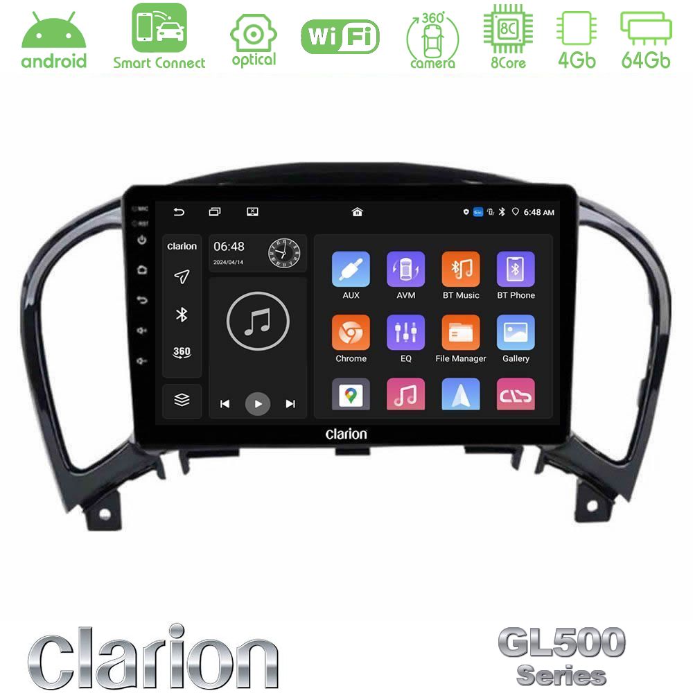 Clarion GL500 Series 8Core Android ClarionOS 4+64GB Nissan Juke Navigation Multimedia Tablet 9"