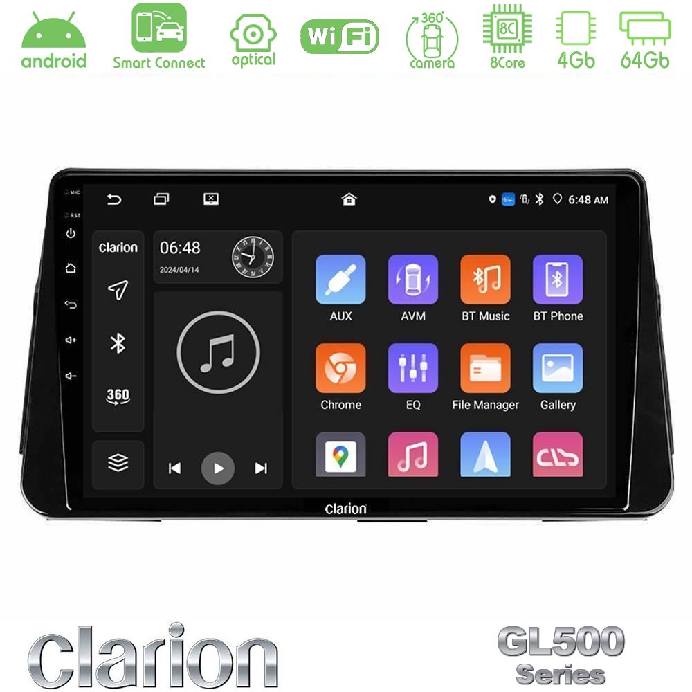 Clarion GL500 Series 8Core Android ClarionOS 4+64GB Nissan Micra K14 Navigation Multimedia Tablet 9"
