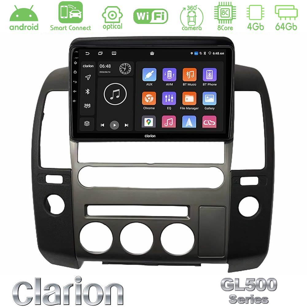 Clarion GL500 Series 8Core Android ClarionOS 4+64GB Nissan Navara D40 2006-2012 (με εργ.οθόνη) Navigation Multimedia Tablet 9"