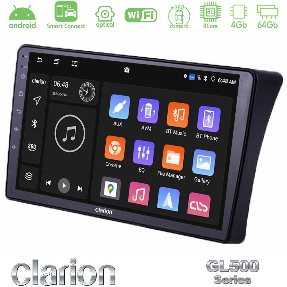 Clarion GL500 Series 8Core Android ClarionOS 4+64GB Nissan Navara D40 Navigation Multimedia Tablet 9"