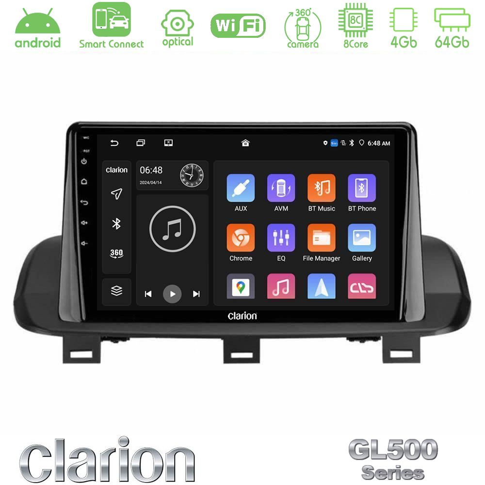 Clarion GL500 Series 8Core Android ClarionOS 4+64GB Nissan Qashqai J12 amp; X-Trail T33 Navigation Multimedia Tablet 10"