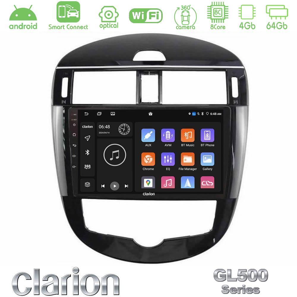 Clarion GL500 Series 8Core Android ClarionOS 4+64GB Nissan Pulsar 2015-2018 Navigation Multimedia Tablet 9"