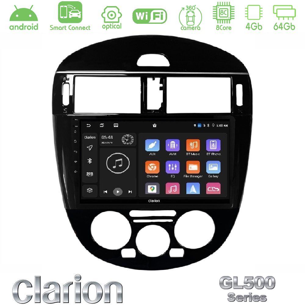 Clarion GL500 Series 8Core Android ClarionOS 4+64GB Nissan Pulsar 2015-2018 (Manual A/C) Navigation Multimedia Tablet 9"