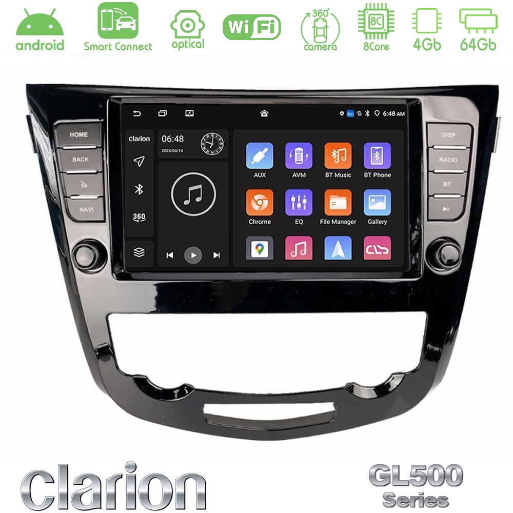 Clarion GL500 Series 8Core Android ClarionOS 4+64GB Nissan Qashqai J11 / Nissan X-Trail Τ32 (AUTO A/C) Navigation Multimedia Tablet 9"