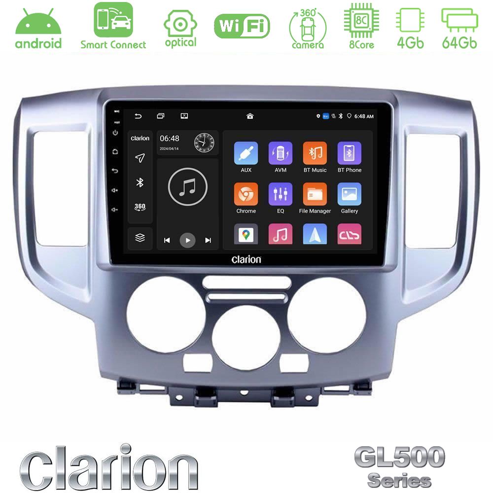 Clarion GL500 Series 8Core Android ClarionOS 4+64GB Nissan NV200 Navigation Multimedia Tablet 9"