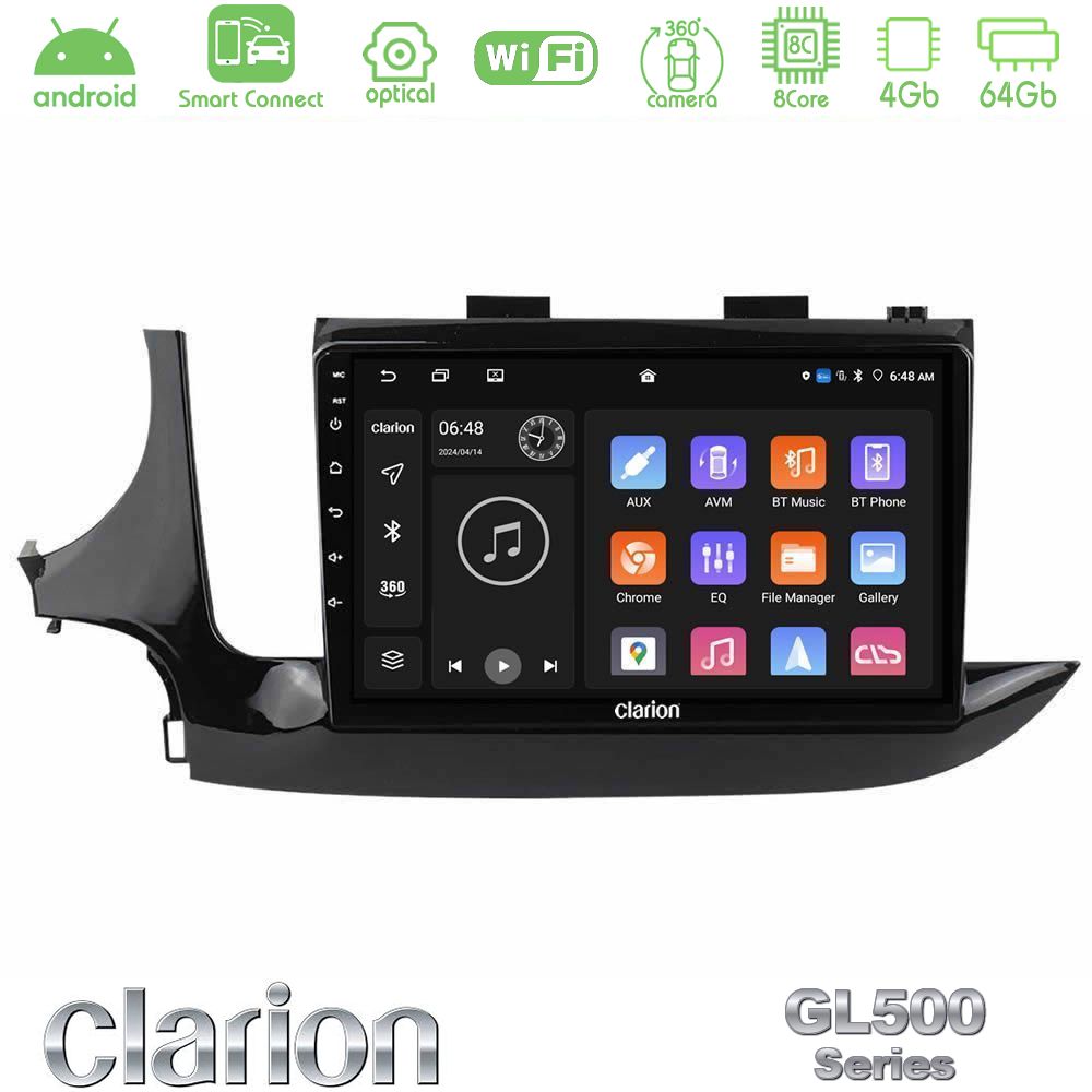 Clarion GL500 Series 8Core Android ClarionOS 4+64GB Opel Mokka 2016-2020 Navigation Multimedia Tablet 9"