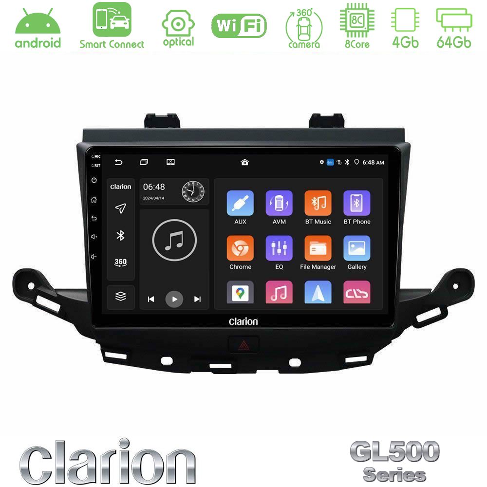 Clarion GL500 Series 8Core Android ClarionOS 4+64GB Opel Astra K 2015-2019 Navigation Multimedia Tablet 9"