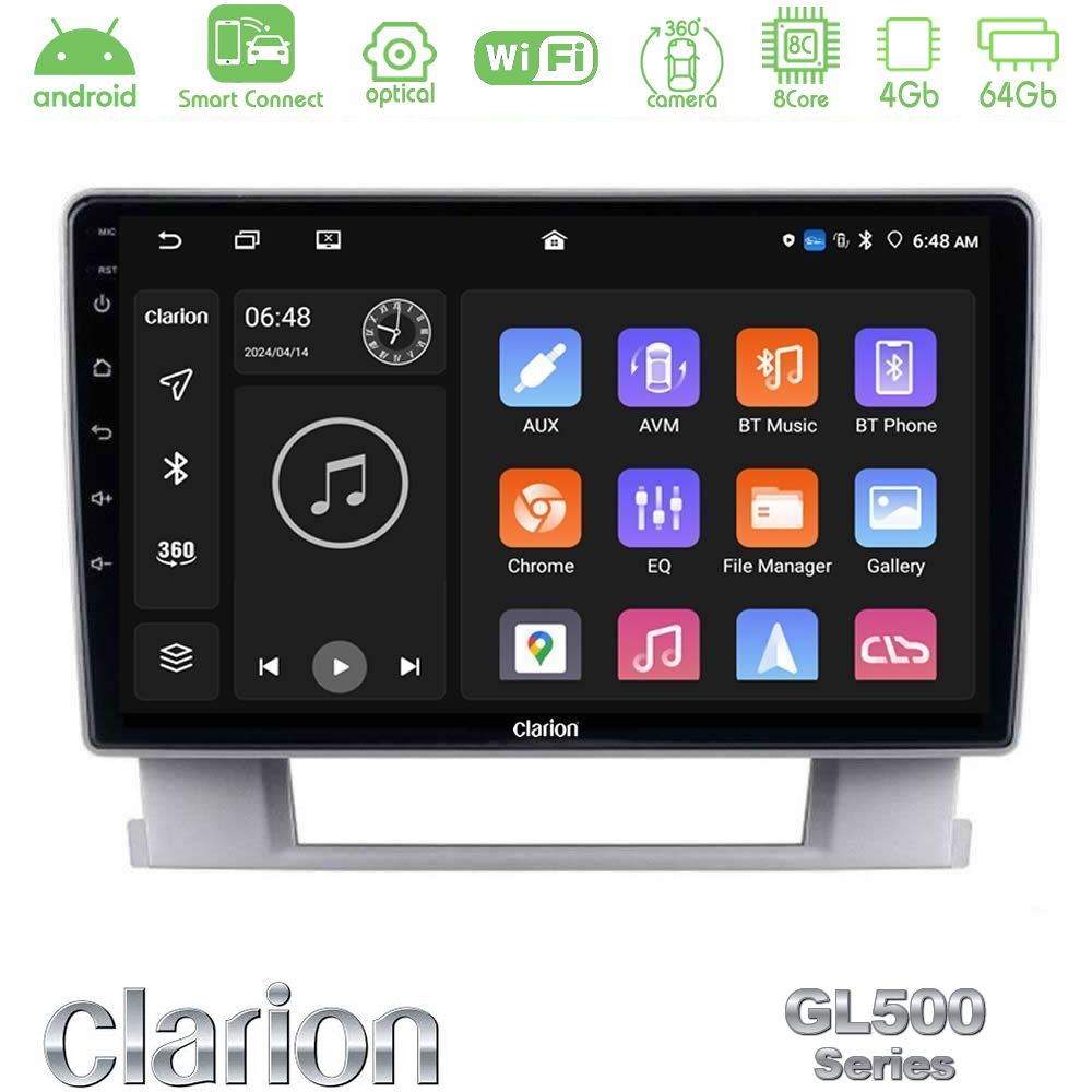 Clarion GL500 Series 8Core Android ClarionOS 4+64GB Opel Astra J 2010-2014 Navigation Multimedia Tablet 9"