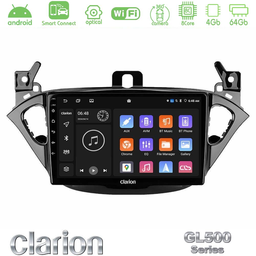 Clarion GL500 Series 8Core Android ClarionOS 4+64GB Opel Corsa E/Adam Navigation Multimedia Tablet 9"