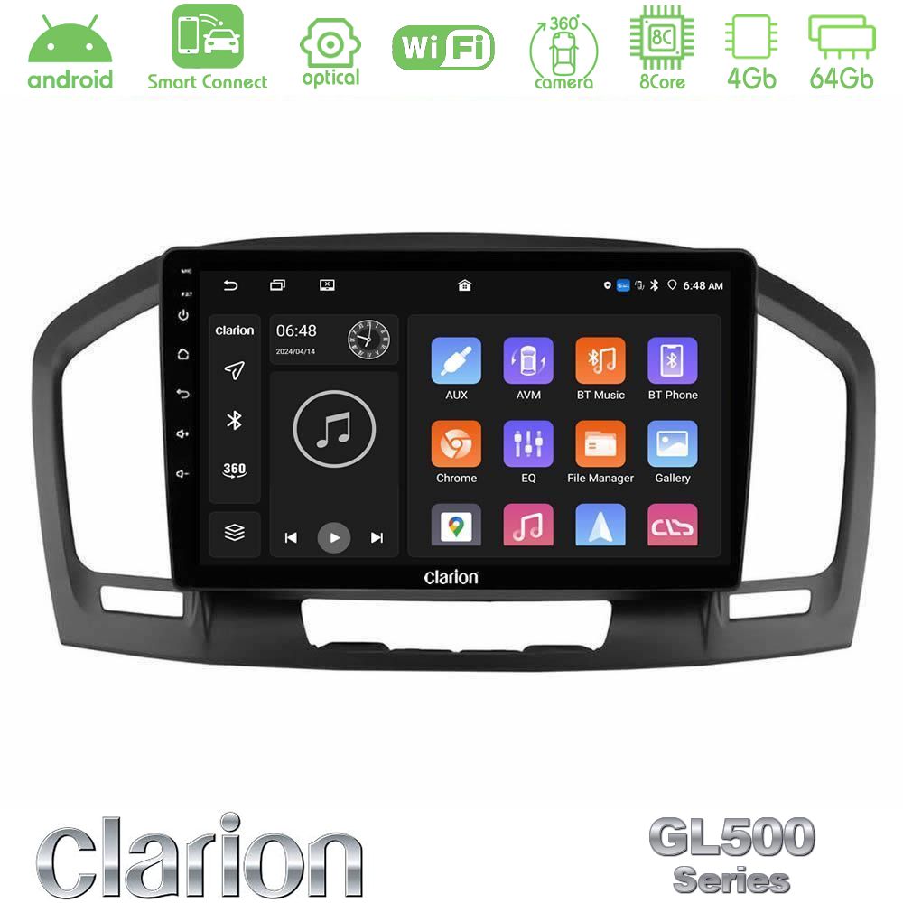 Clarion GL500 Series 8Core Android ClarionOS 4+64GB Opel Insignia 2008-2013 Navigation Multimedia Tablet 9"