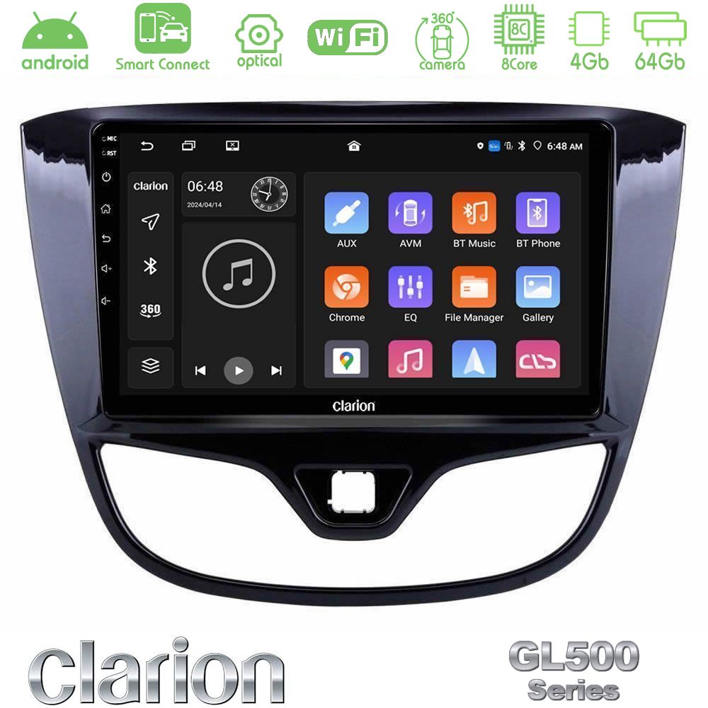 Clarion GL500 Series 8Core Android ClarionOS 4+64GB Opel Karl 2017-2019 Navigation Multimedia Tablet 9"
