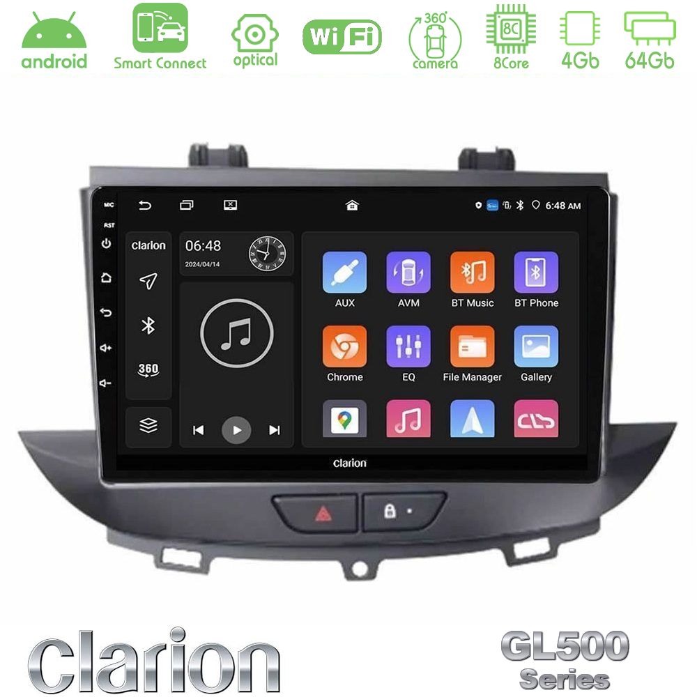 Clarion GL500 Series 8Core Android ClarionOS 4+64GB Opel Grandland/Crossland X Navigation Multimedia Tablet 9"