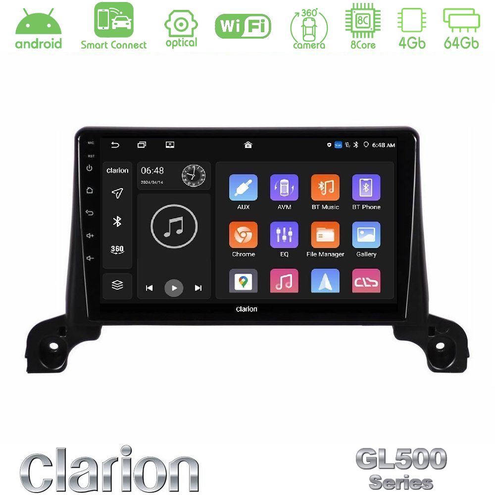 Clarion GL500 Series 8Core Android ClarionOS 4+64GB Peugeot 3008/5008 2017-2023 Navigation Multimedia Tablet 9"