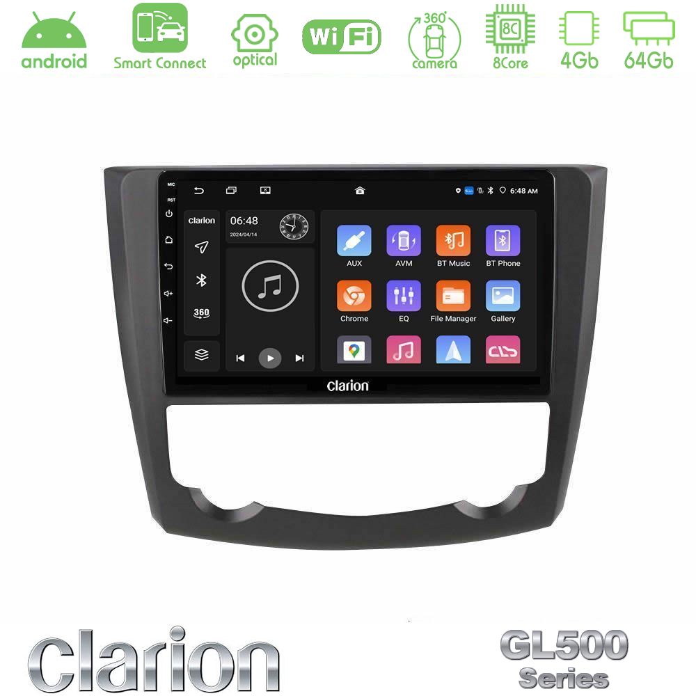 Clarion GL500 Series 8Core Android ClarionOS 4+64GB Renault Kadjar Navigation Multimedia Tablet 9"
