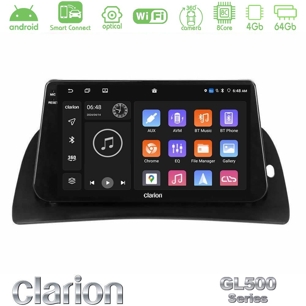 Clarion GL500 Series 8Core Android ClarionOS 4+64GB Renault Kangoo 2014-2018 Navigation Multimedia Tablet 9"