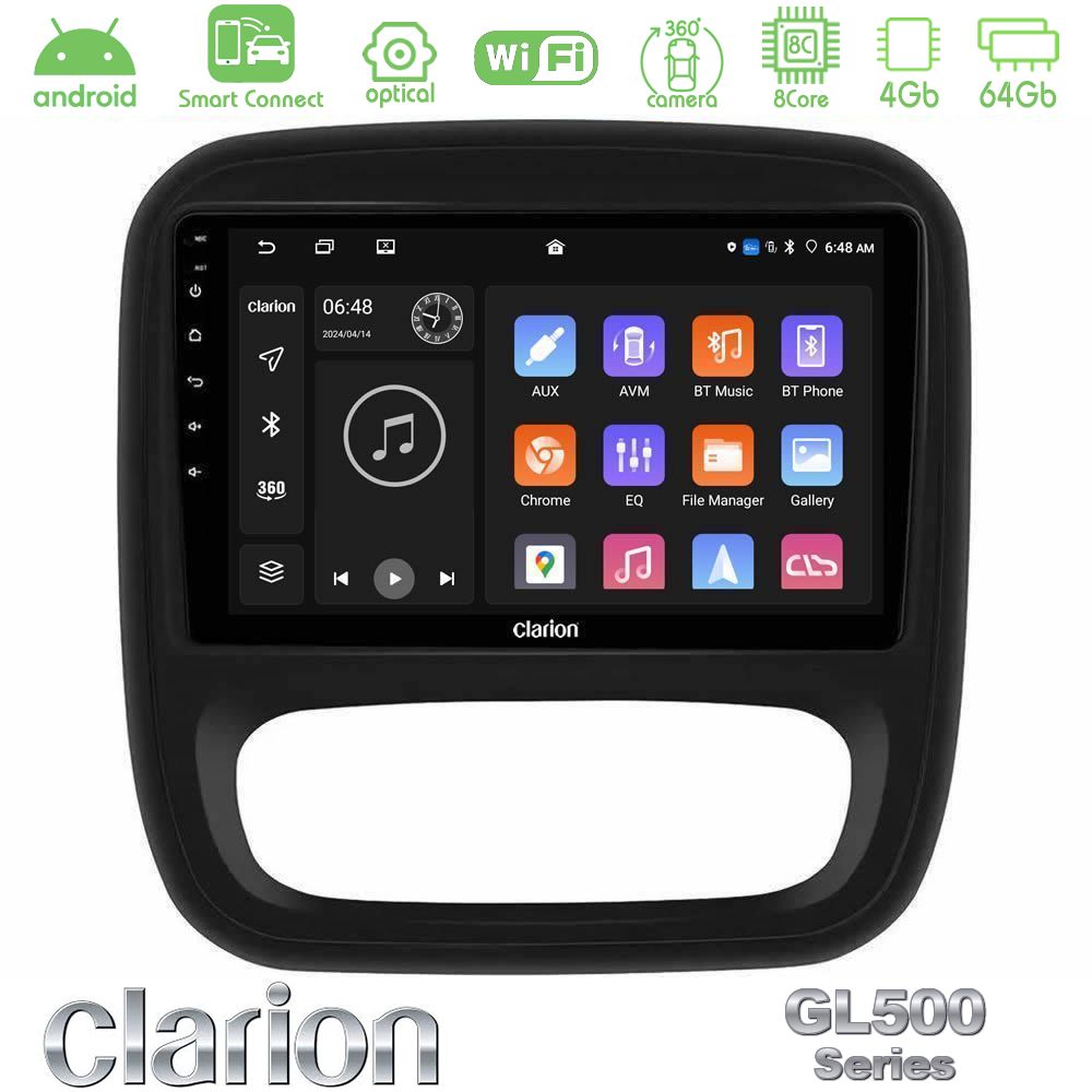 Clarion GL500 Series 8Core Android ClarionOS 4+64GB Renault/Nissan/Opel/Fiat Navigation Multimedia Tablet 9"