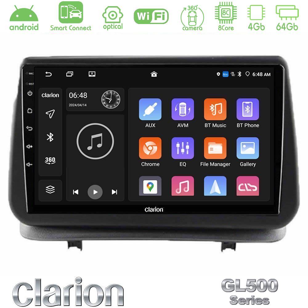 Clarion GL500 Series 8Core Android ClarionOS 4+64GB Renault Clio 2005-2012 Navigation Multimedia Tablet 9"