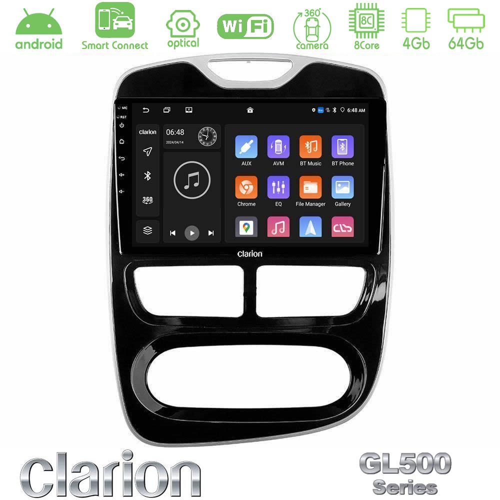 Clarion GL500 Series 8Core Android ClarionOS 4+64GB Renault Clio 2012-2019 Navigation Multimedia Tablet 9"