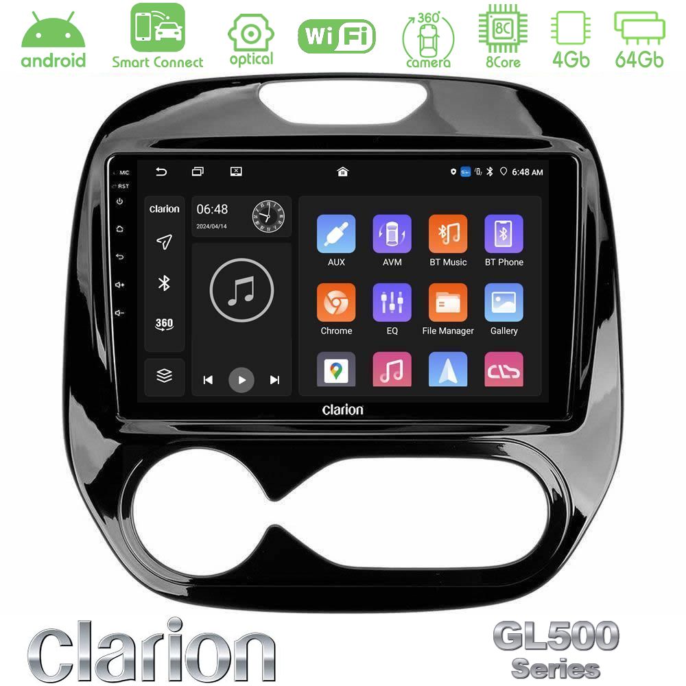 Clarion GL500 Series 8Core Android ClarionOS 4+64GB Renault Captur 2013-2019 (Facelift) Navigation Multimedia Tablet 9"