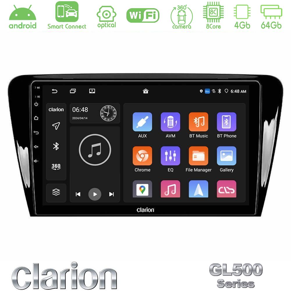 Clarion GL500 Series 8Core Android ClarionOS 4+64GB Skoda Octavia 7 Navigation Multimedia Tablet 10"
