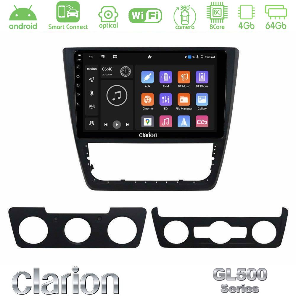Clarion GL500 Series 8Core Android ClarionOS 4+64GB Skoda Yeti 2009-> Navigation Multimedia Tablet 10"