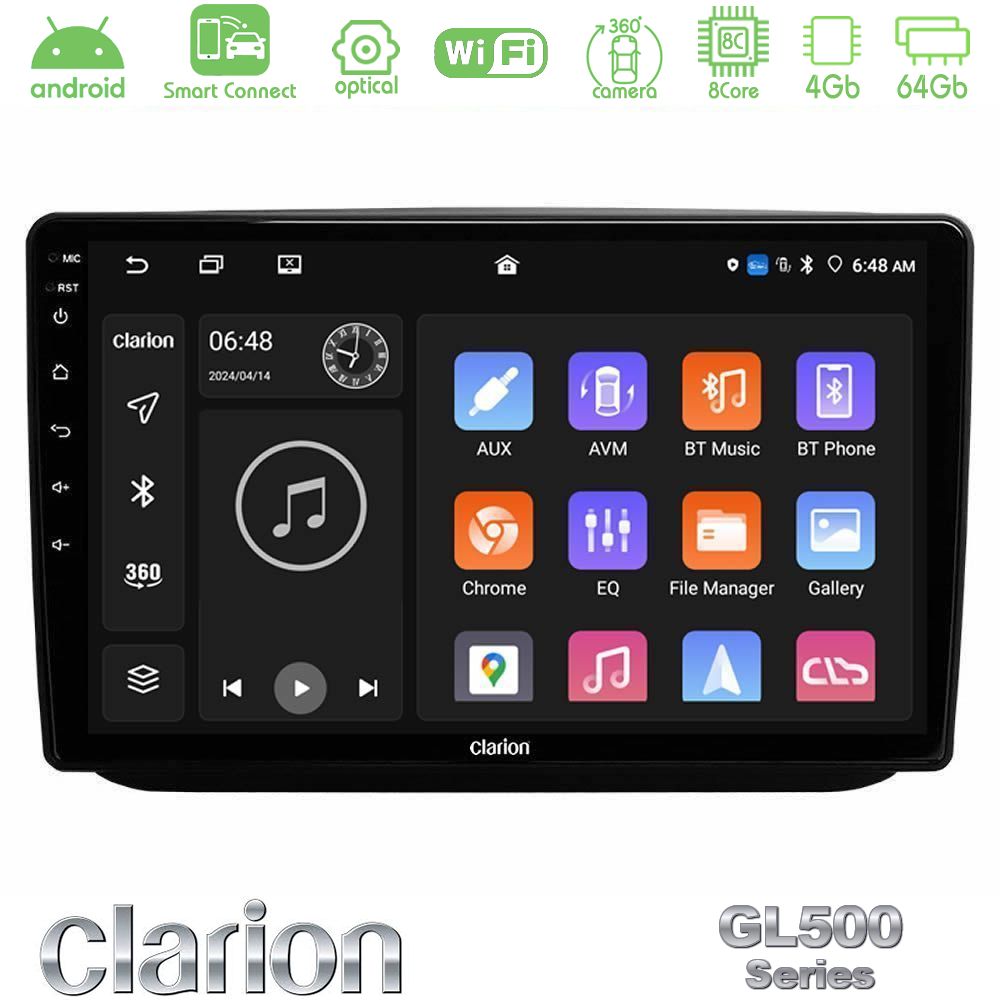Clarion GL500 Series 8Core Android ClarionOS 4+64GB Skoda Fabia 2007-2014 Navigation Multimedia Tablet 10"