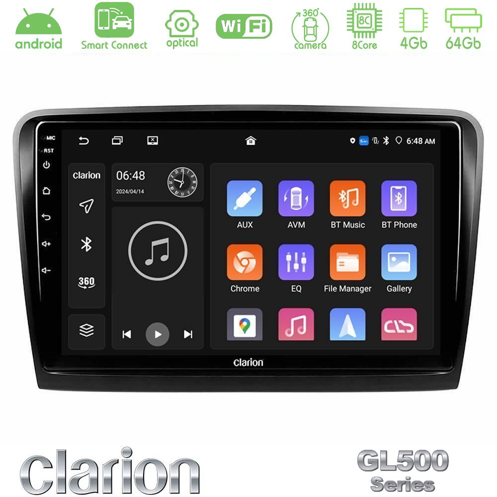 Clarion GL500 Series 8Core Android ClarionOS 4+64GB Skoda Superb 2008-2015 Navigation Multimedia Tablet 10"