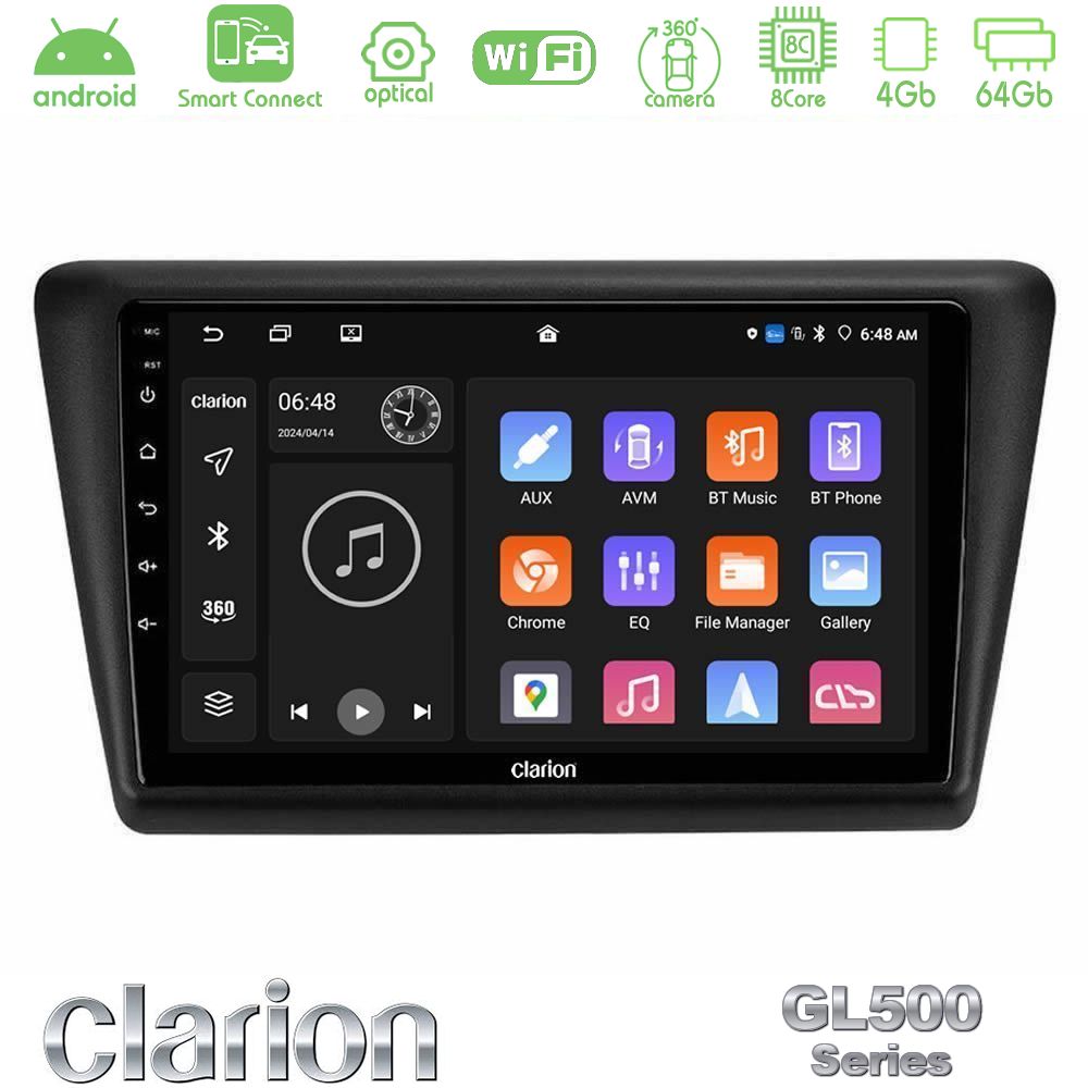 Clarion GL500 Series 8Core Android ClarionOS 4+64GB Skoda Rapid 2013-2017 Navigation Multimedia Tablet 9"