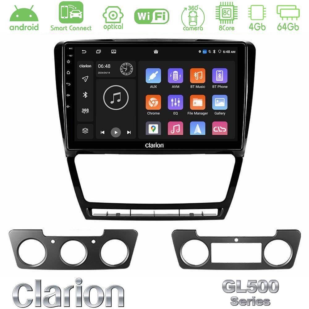 Clarion GL500 Series 8Core Android ClarionOS 4+64GB Skoda Octavia 5 Navigation Multimedia Tablet 10"