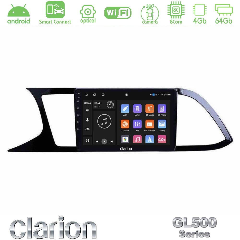 Clarion GL500 Series 8Core Android ClarionOS 4+64GB Seat Leon 2013 – 2019 Navigation Multimedia Tablet 9"