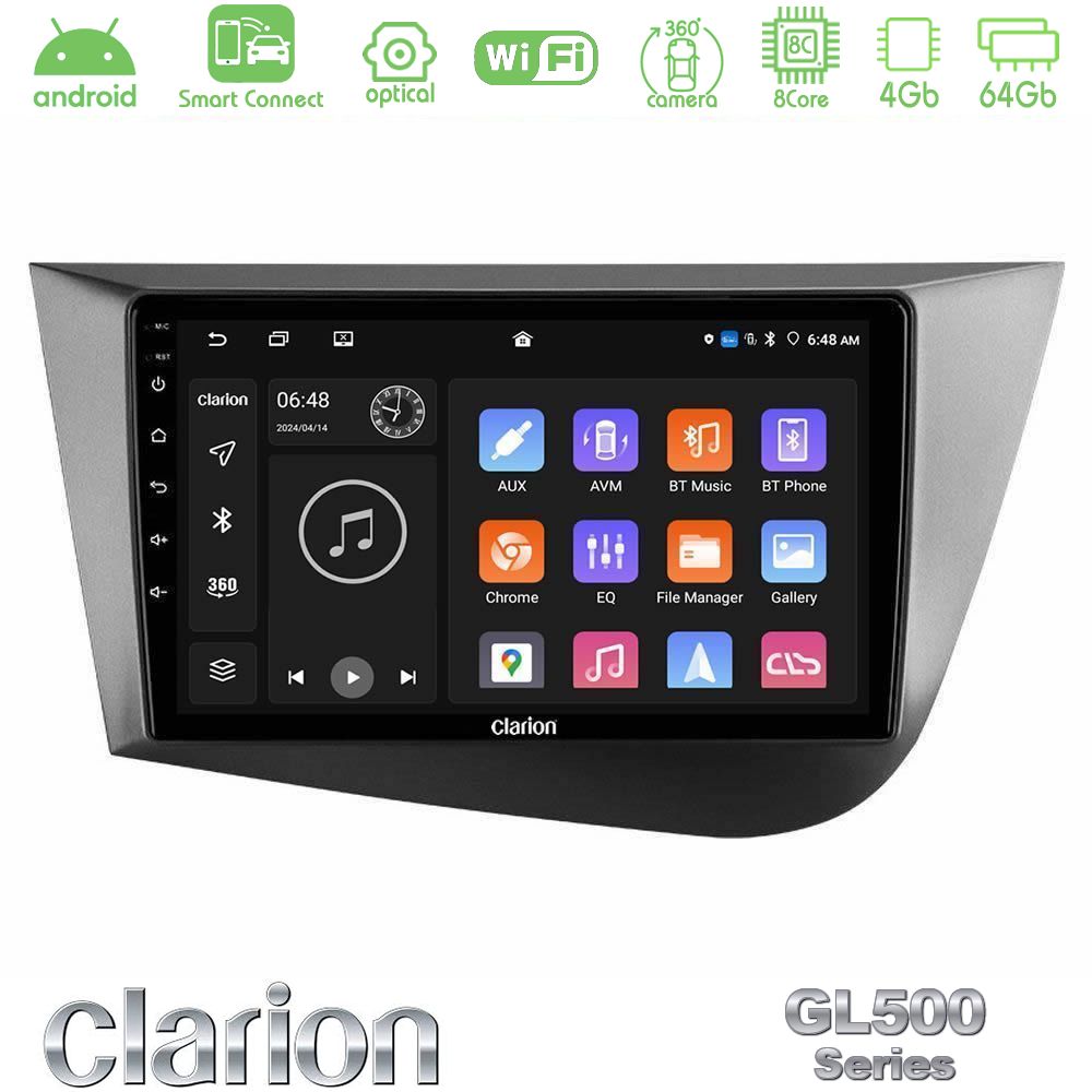 Clarion GL500 Series 8Core Android ClarionOS 4+64GB Seat Leon Navigation Multimedia Tablet 9"