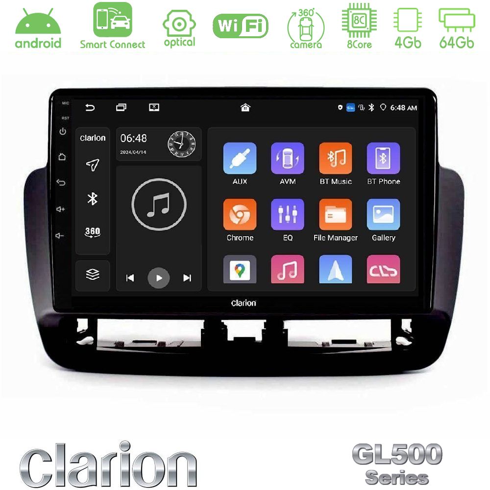 Clarion GL500 Series 8Core Android ClarionOS 4+64GB Seat Ibiza 2012-2015 Navigation Multimedia Tablet 9" (Piano Black)