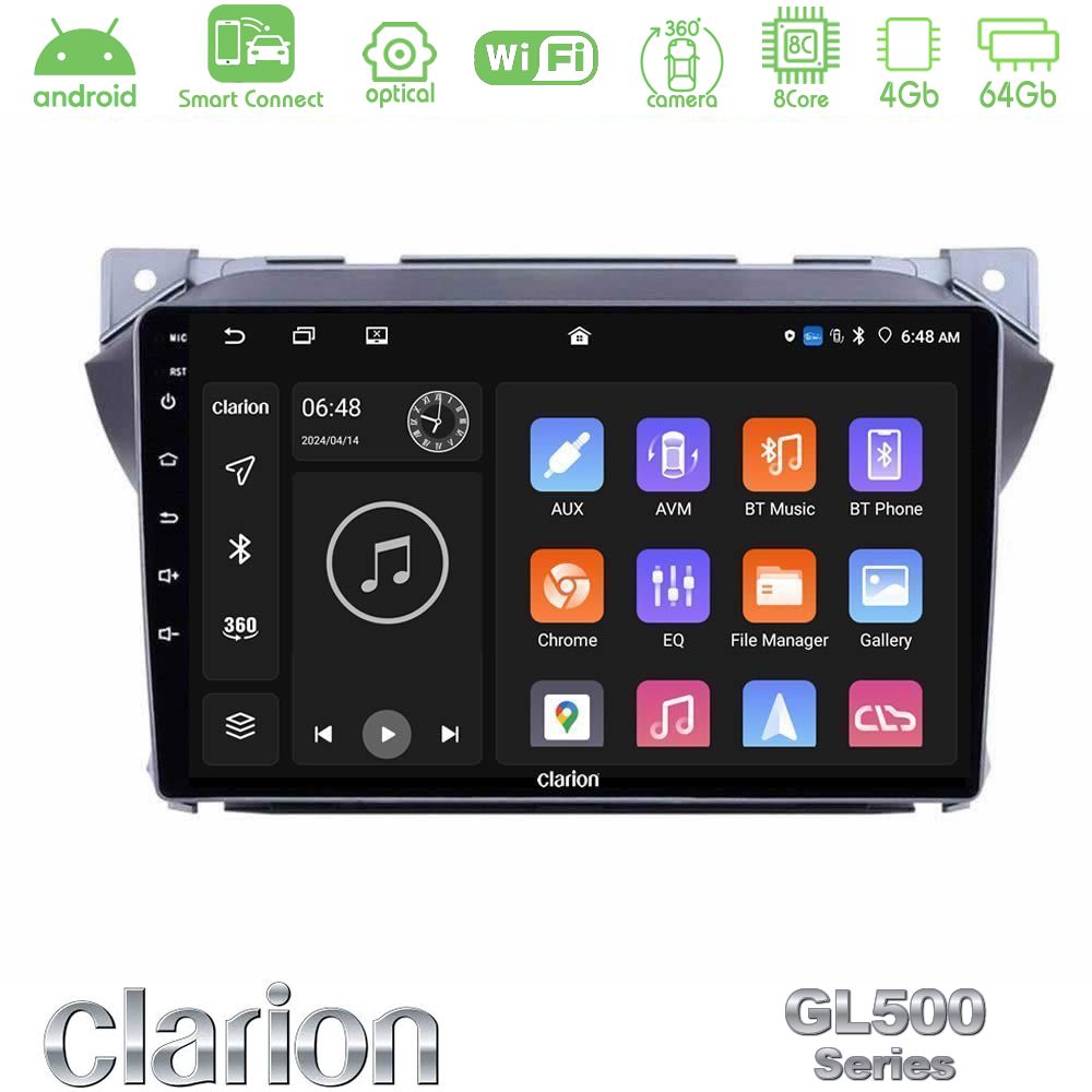 Clarion GL500 Series 8Core Android ClarionOS 4+64GB Suzuki Alto amp; Nissan Pixo Navigation Multimedia Tablet 9"