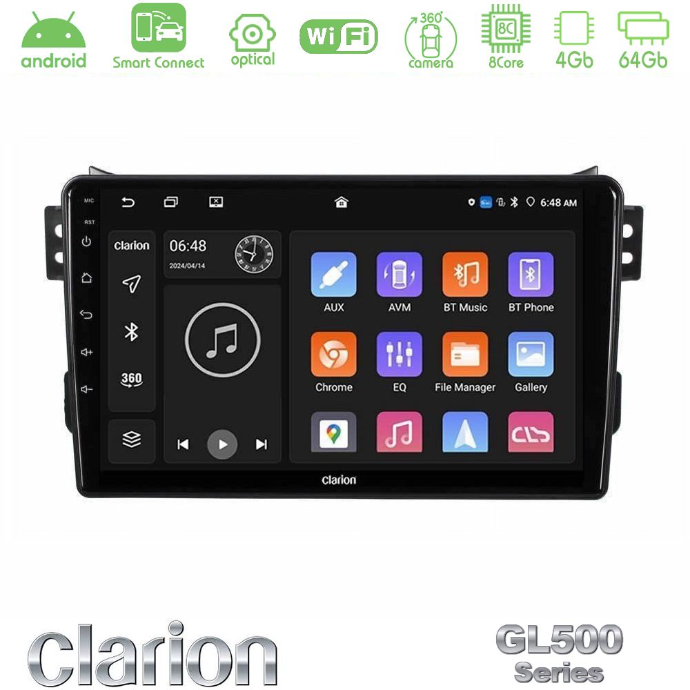 Clarion GL500 Series 8Core Android ClarionOS 4+64GB Suzuki Splash amp; Opel Agila 2008-2014 Navigation Multimedia Tablet 9"