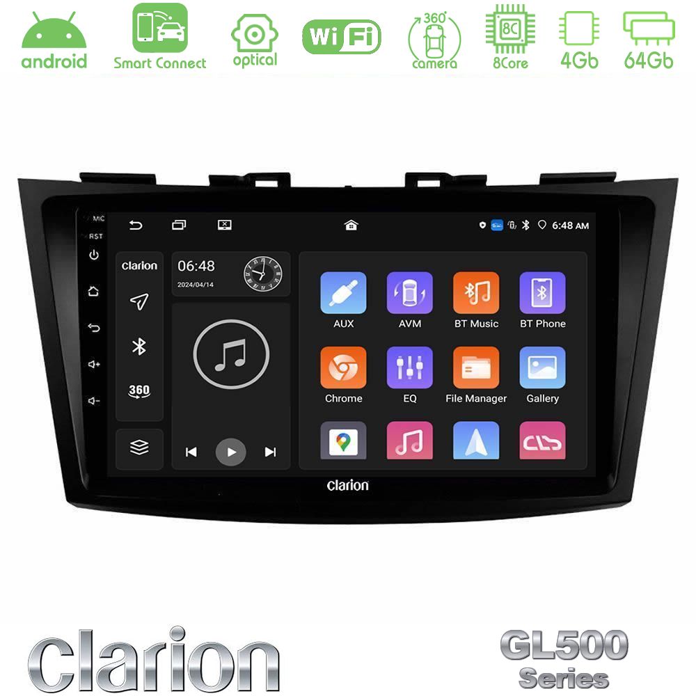 Clarion GL500 Series 8Core Android ClarionOS 4+64GB Suzuki Swift 2011-2016 Navigation Multimedia Tablet 9"