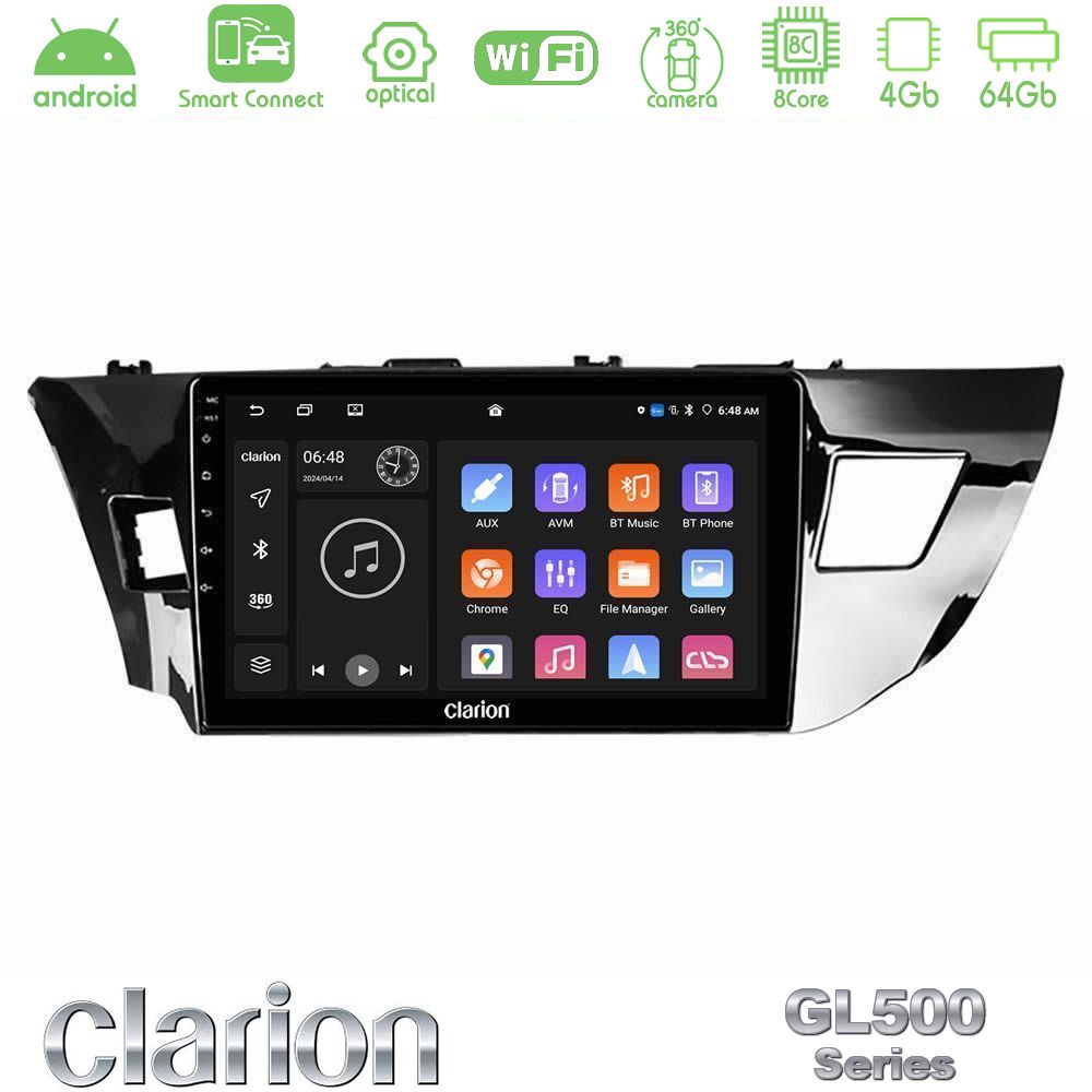 Clarion GL500 Series 8Core Android ClarionOS 4+64GB Toyota Corolla 2014-2016 Navigation Multimedia Tablet 9"