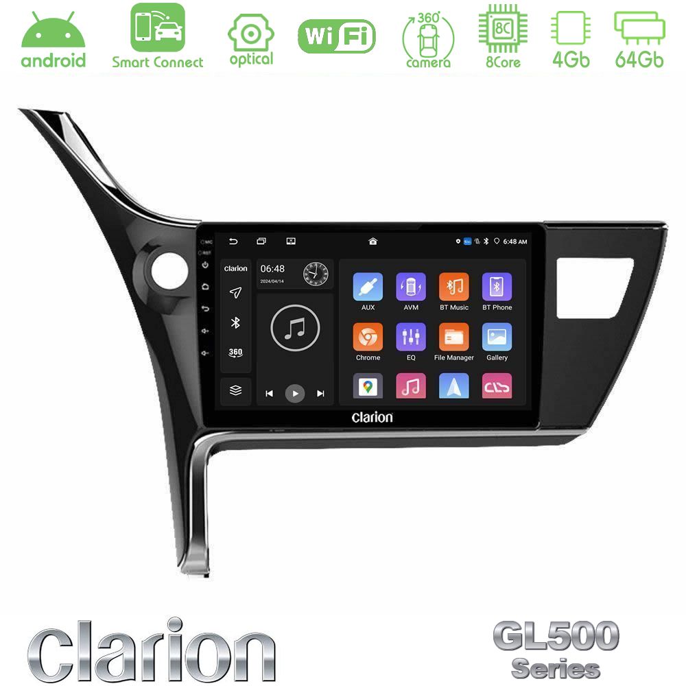 Clarion GL500 Series 8Core Android ClarionOS 4+64GB Toyota Corolla 2017-2018 Navigation Multimedia Tablet 10"