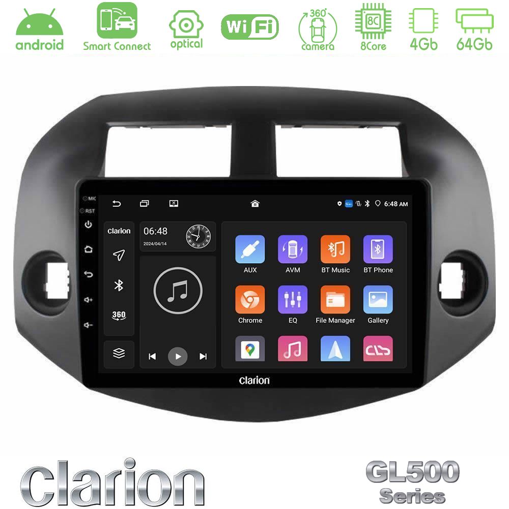 Clarion GL500 Series 8Core Android ClarionOS 4+64GB Toyota Rav4 2006-2012 Navigation Multimedia Tablet 10"