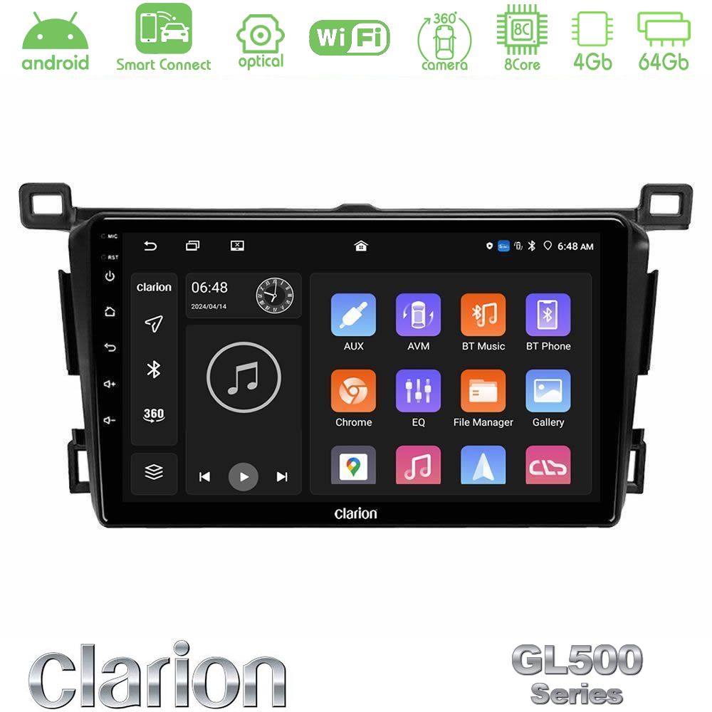 Clarion GL500 Series 8Core Android ClarionOS 4+64GB Toyota RAV4 2013-2018 Navigation Multimedia Tablet 9"