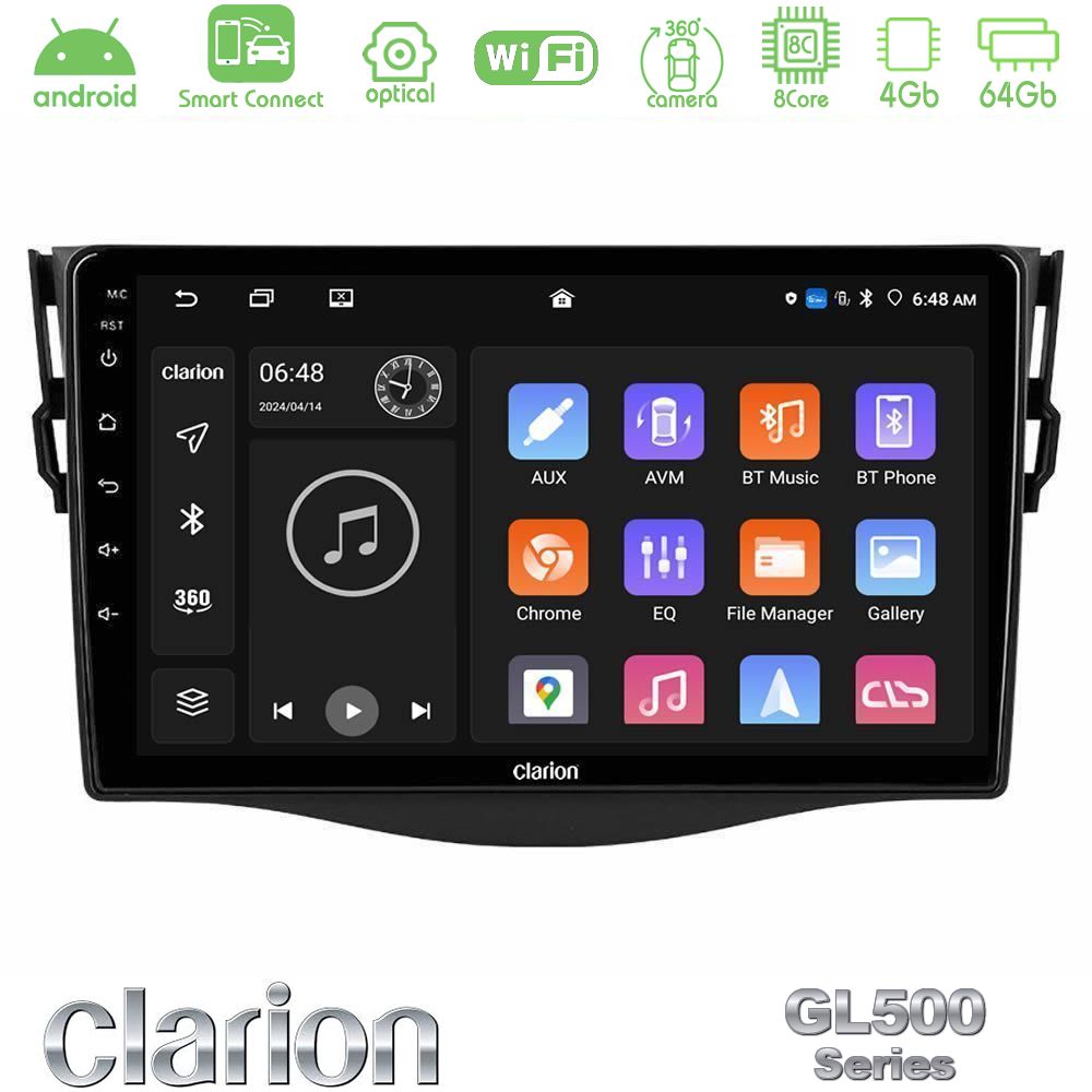 Clarion GL500 Series 8Core Android ClarionOS 4+64GB Toyota RAV4 Navigation Multimedia Tablet 9"
