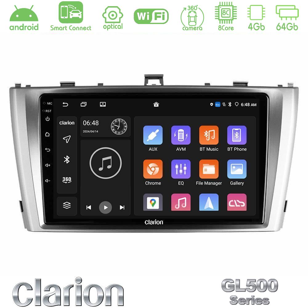Clarion GL500 Series 8Core Android ClarionOS 4+64GB Toyota Avensis T27 Navigation Multimedia Tablet 9"
