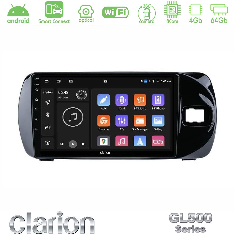 Clarion GL500 Series 8Core Android ClarionOS 4+64GB Toyota Yaris (Vitz) 2015-2020 RHD Navigation Multimedia Tablet 9"