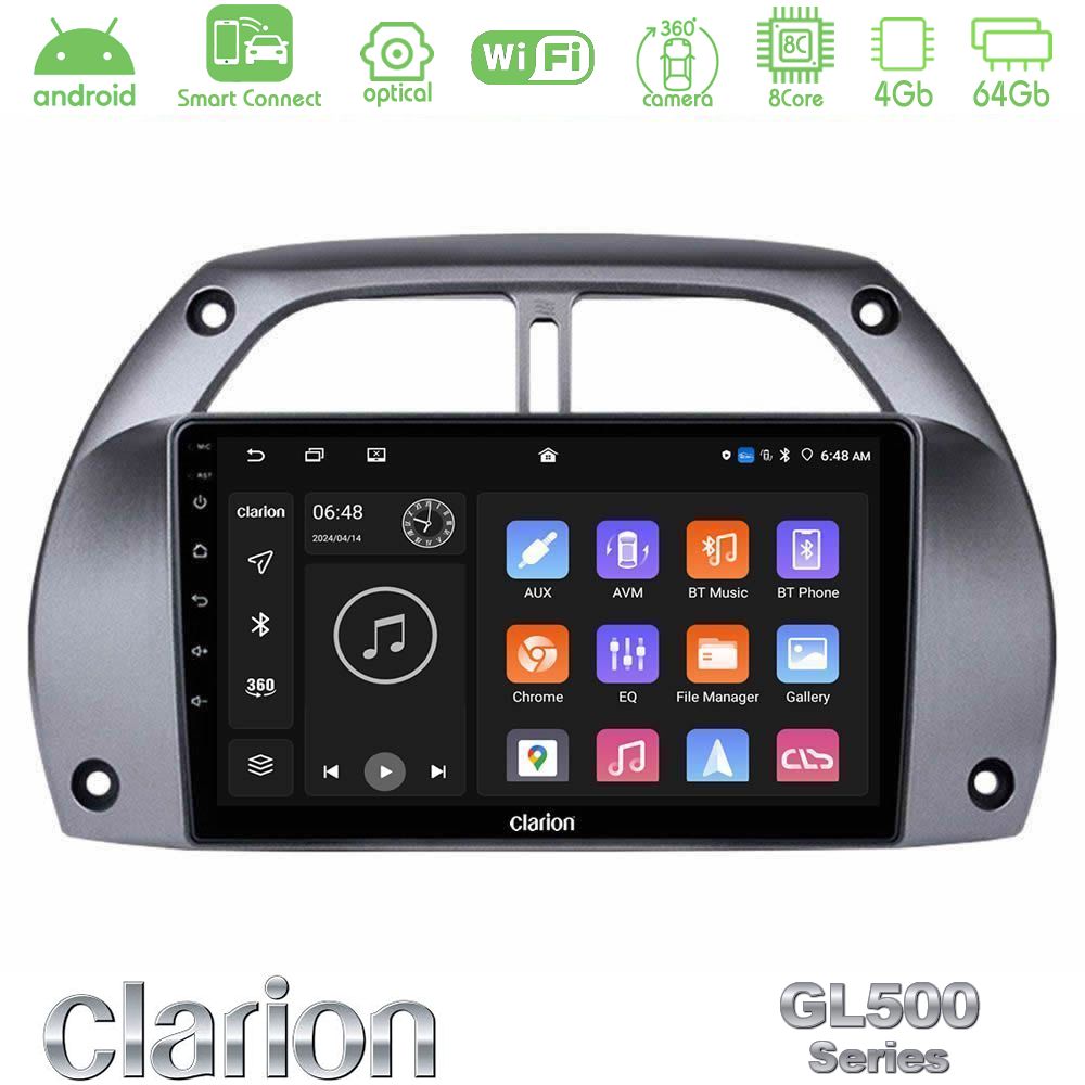 Clarion GL500 Series 8Core Android ClarionOS 4+64GB Toyota RAV4 2001 - 2006 Navigation Multimedia Tablet 9"
