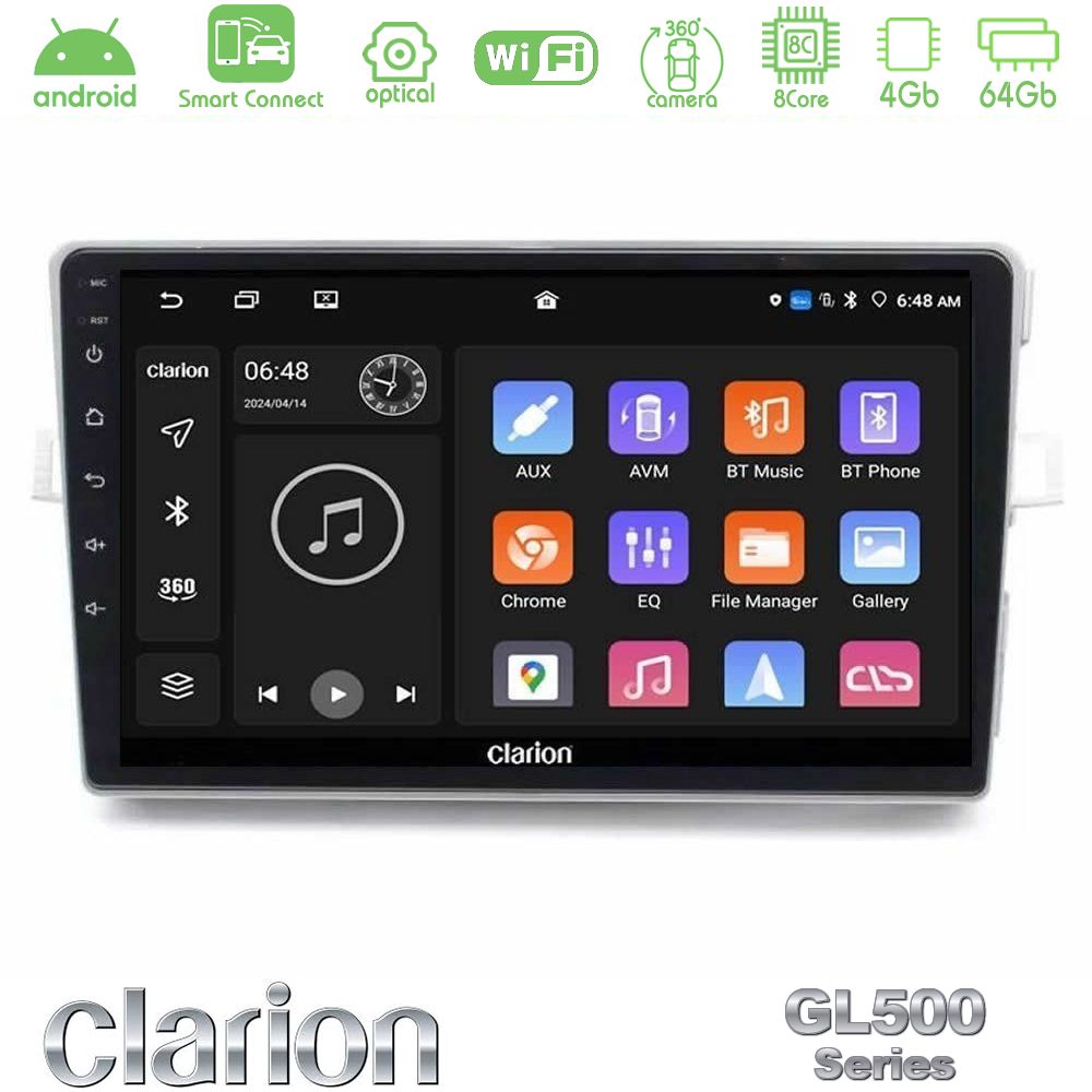 Clarion GL500 Series 8Core Android ClarionOS 4+64GB Toyota Verso 2009-2018 Navigation Multimedia Tablet 9"